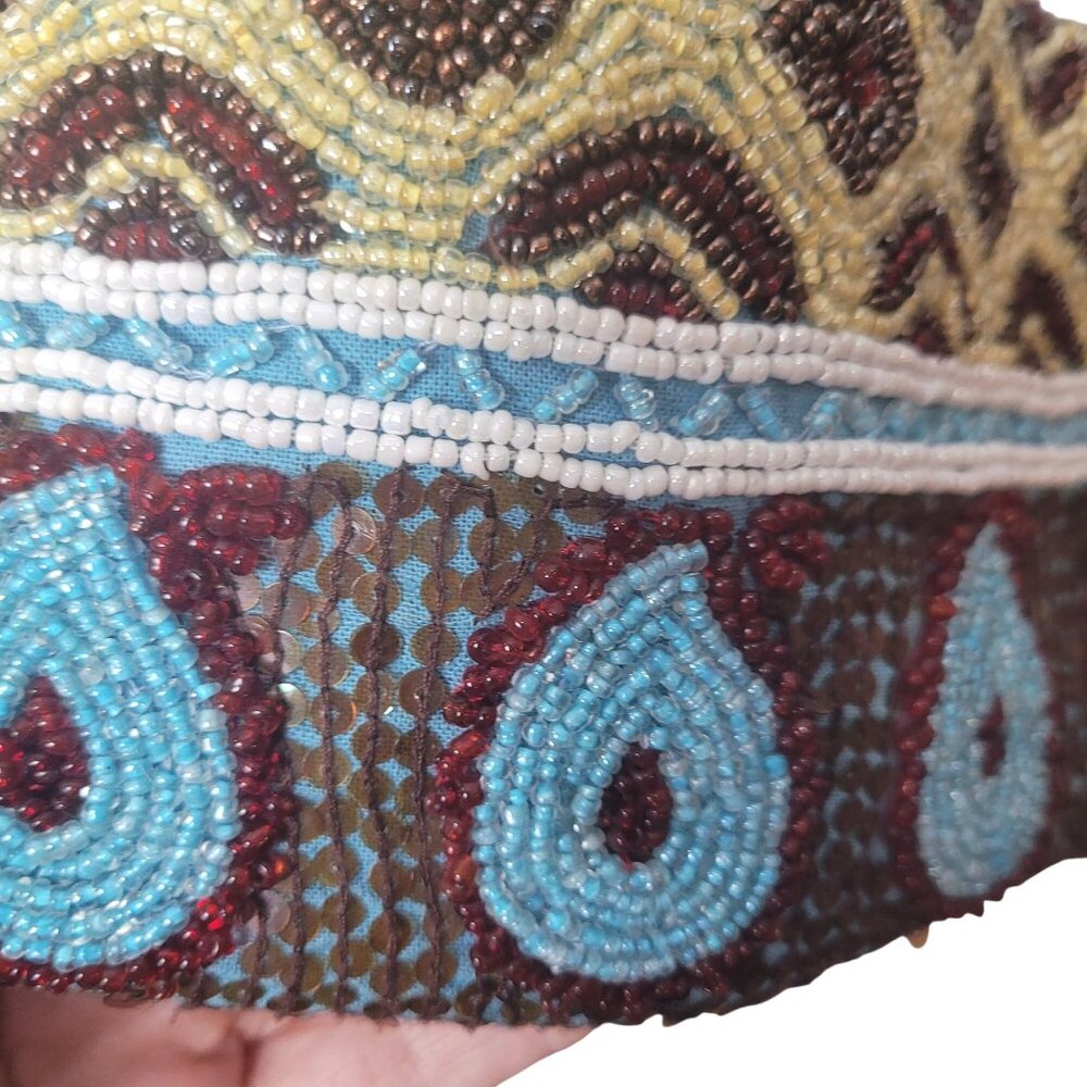 Christiana Beaded Boho Shoulder Bag 13"x10" With 6.5" Drop Multicolor Teardrop & - Picture 11 of 13